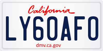 CA license plate LY60AFO