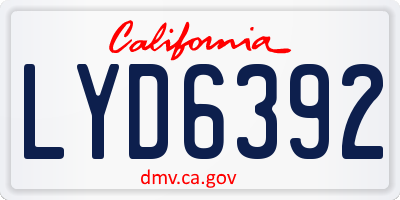 CA license plate LYD6392