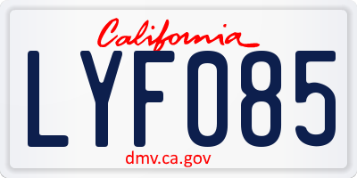 CA license plate LYF085