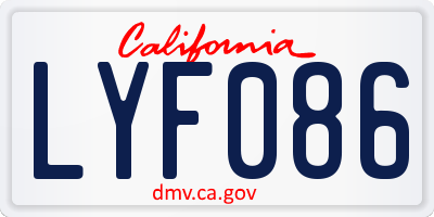 CA license plate LYF086