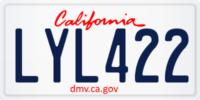 CA license plate LYL422