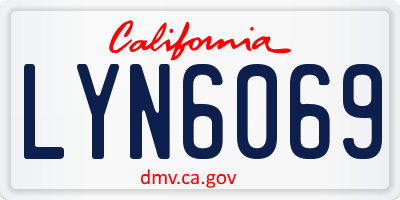 CA license plate LYN6069