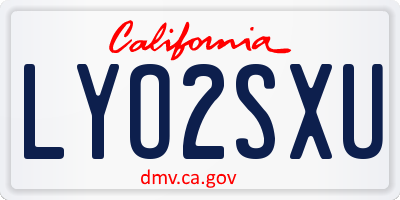 CA license plate LYO2SXU