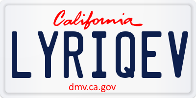 CA license plate LYRIQEV