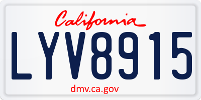 CA license plate LYV8915