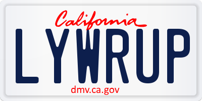 CA license plate LYWRUP