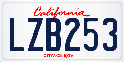 CA license plate LZB253