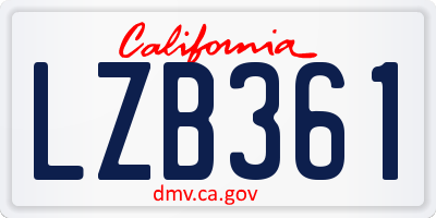 CA license plate LZB361