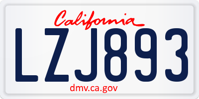 CA license plate LZJ893