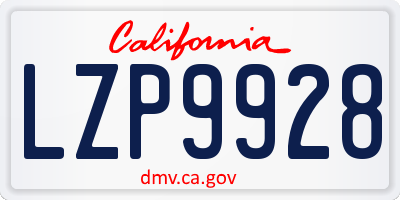 CA license plate LZP9928