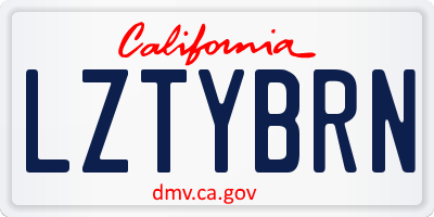 CA license plate LZTYBRN