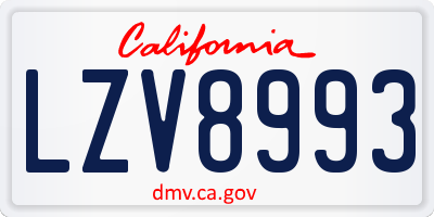 CA license plate LZV8993