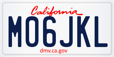 CA license plate M06JKL