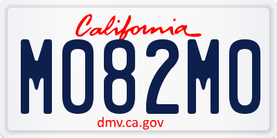 CA license plate M082M0