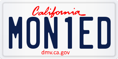 CA license plate M0N1ED