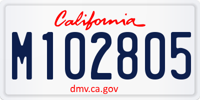 CA license plate M102805