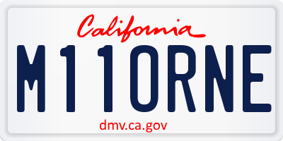 CA license plate M11ORNE