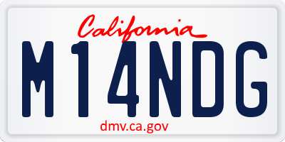 CA license plate M14NDG