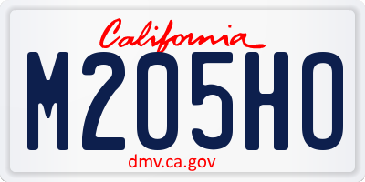 CA license plate M205HO