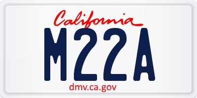 CA license plate M22A