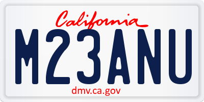 CA license plate M23ANU