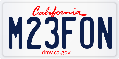 CA license plate M23FON