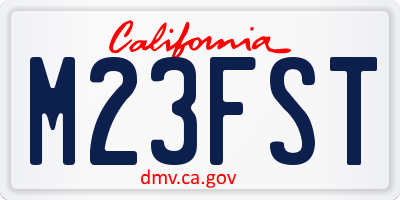 CA license plate M23FST