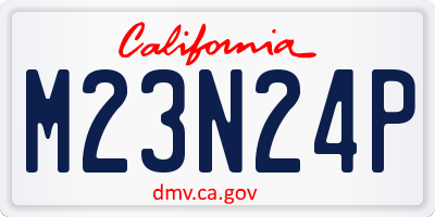 CA license plate M23N24P