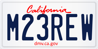 CA license plate M23REW