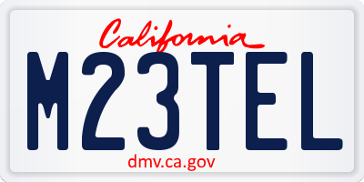 CA license plate M23TEL