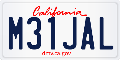 CA license plate M31JAL