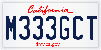 CA license plate M333GCT