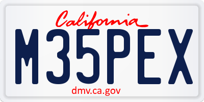 CA license plate M35PEX