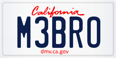 CA license plate M3BRO