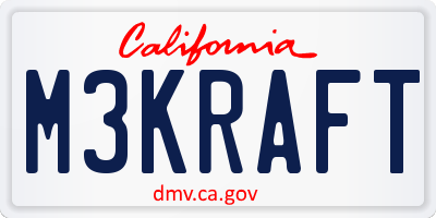 CA license plate M3KRAFT