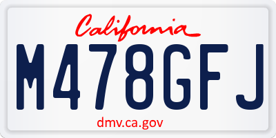 CA license plate M478GFJ