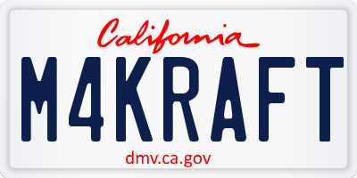 CA license plate M4KRAFT