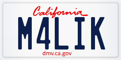 CA license plate M4LIK