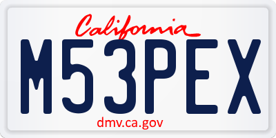 CA license plate M53PEX