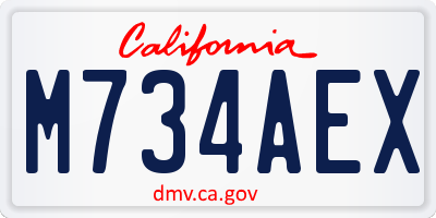 CA license plate M734AEX