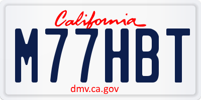 CA license plate M77HBT