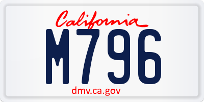 CA license plate M796