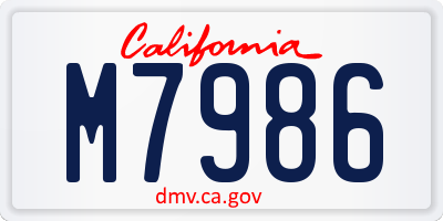 CA license plate M7986