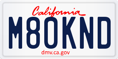 CA license plate M80KND