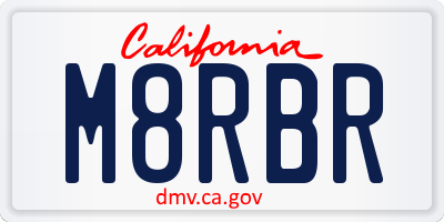 CA license plate M8RBR