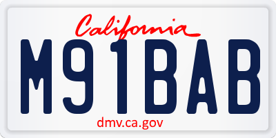 CA license plate M91BAB