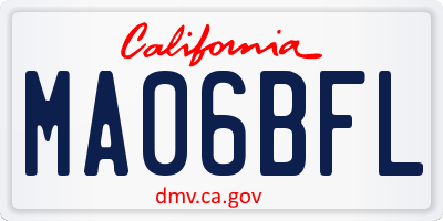 CA license plate MA06BFL