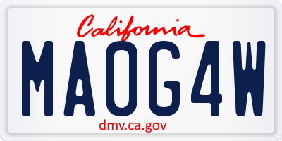 CA license plate MA0G4W