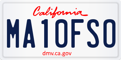 CA license plate MA10FSO