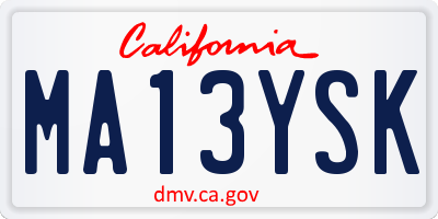 CA license plate MA13YSK